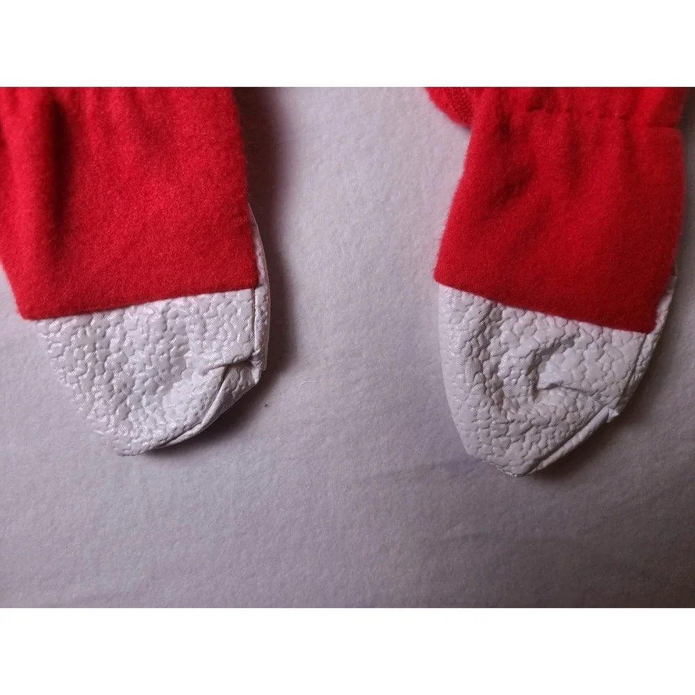 USA VTG Y2K Triboro Footed Sleeper Baby 6-12M Red Fleece Striped Trim 90s
